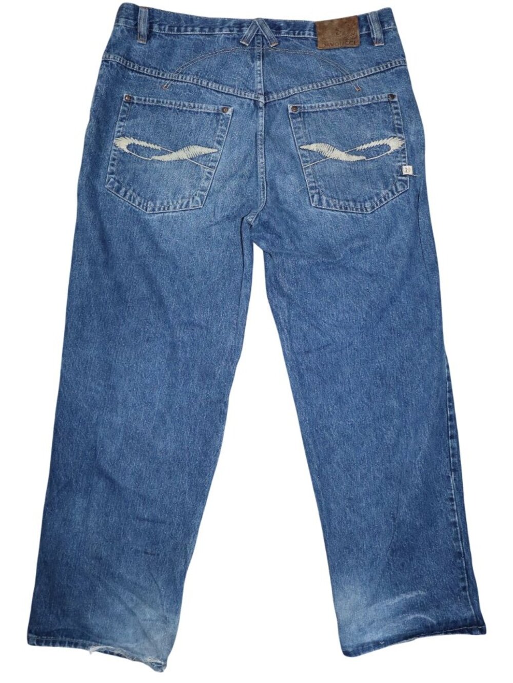 Vintage 90s 2000s Davoucci Jeans Mens 40x33 Light Wash Baggy Embroidered Pockets